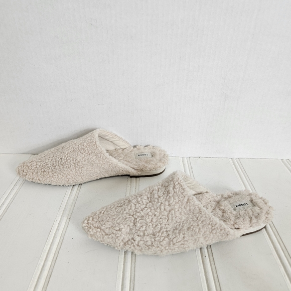 Birdies Mules Womens Size 7.5 The Lark Ivory Sherpa Slide Social Slipper Shoes - Picture 6 of 14